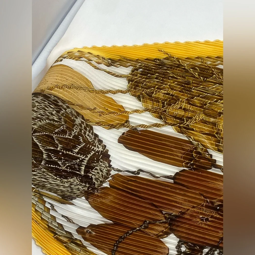 Hermes Plisse Silk Scarf Jardin Creole Carre 90 Pleaded Valerie Dawlat Dumoulin - Picture 2 of 16